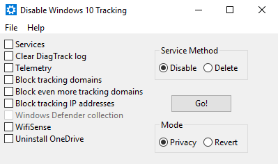 02 — инструмент конфиденциальности Windows 10 — отключить отслеживание выигрышей