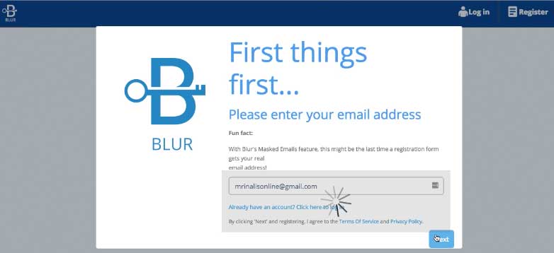 Замаскируйте свой адрес электронной почты — регистрация в размытии