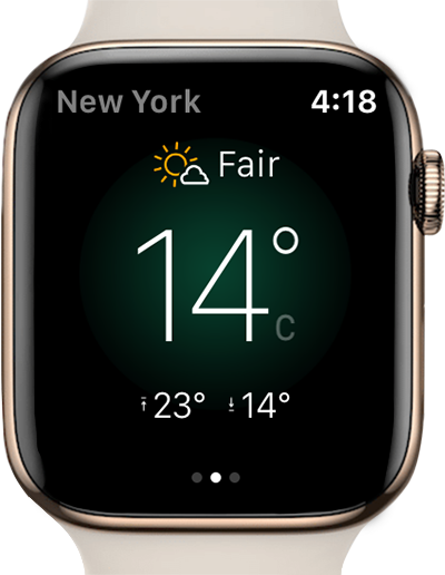 Приложение Yahoo Weather для Apple Watch