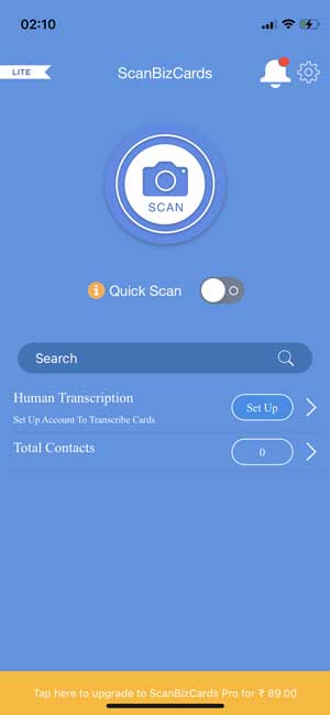 scanbizcards lite — сканер визиток для экспорта данных в CRM