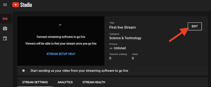 Редактировать прямую трансляцию в студии YouTube