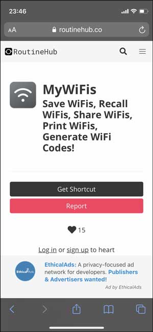 Ярлык для сканирования Wi-Fi с помощью MyWiFis