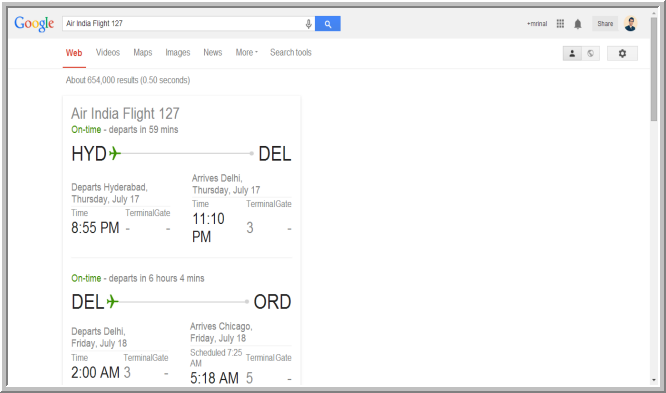 Отслеживает рейсы с помощью Google