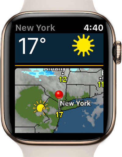 Приложение «Погода и радар» на Apple Watch