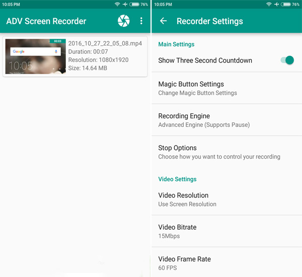 ADV Screen Recorder Лучшее приложение для записи экрана Android