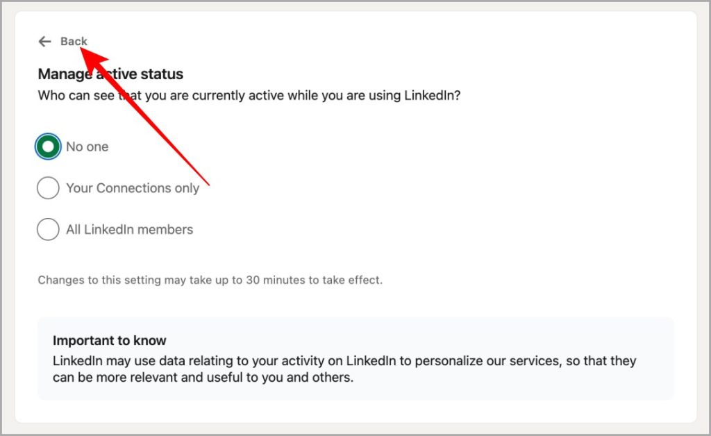 Активный статус изменен на сайте LinkedIn