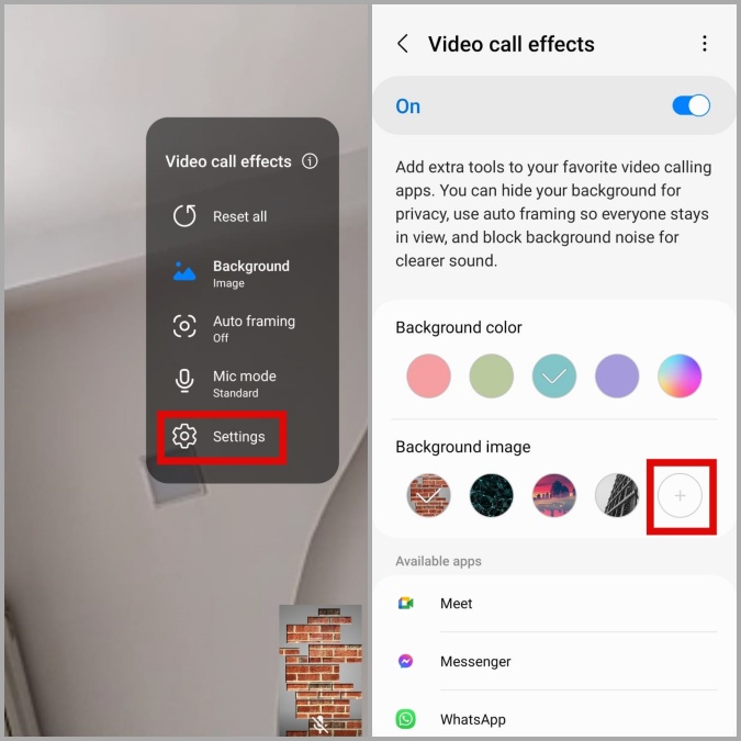 Добавьте фоновые изображения для эффектов видеовызова на телефоне Samsung
