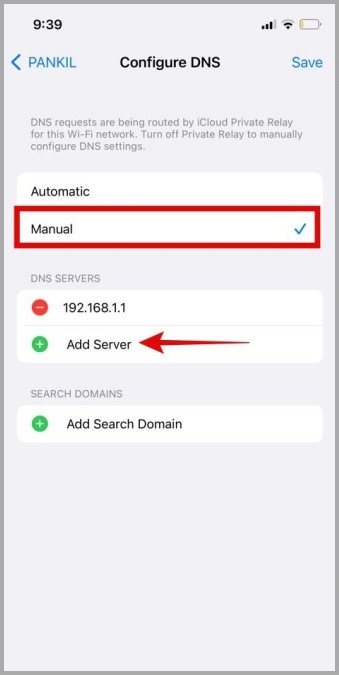 Добавить DNS-сервер на iPhone