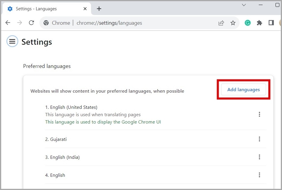 Добавить язык в Google Chrome на рабочем столе