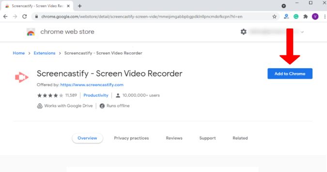 Добавьте Screencastify в Chrome