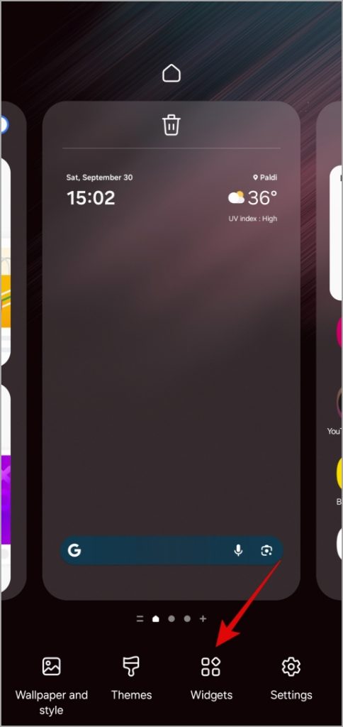 Добавьте виджеты на главный экран на телефоне Samsung Galaxy