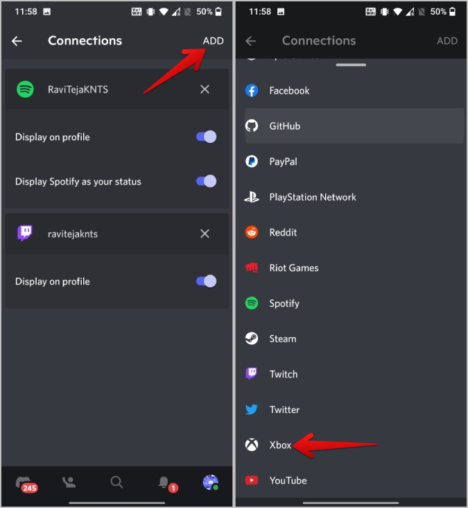 Подключение Discord и Xbox с Discord Mobile