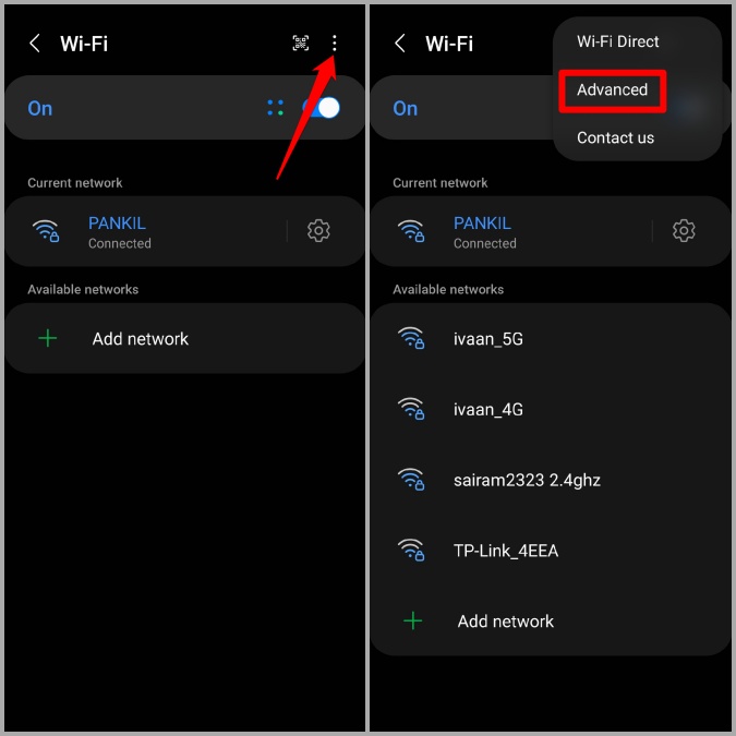 Расширенные настройки Wi-Fi на телефоне Samsung