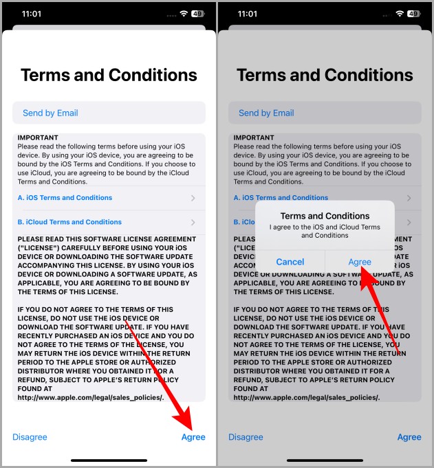 Согласие с Условиями использования iOS на вашем iPhone