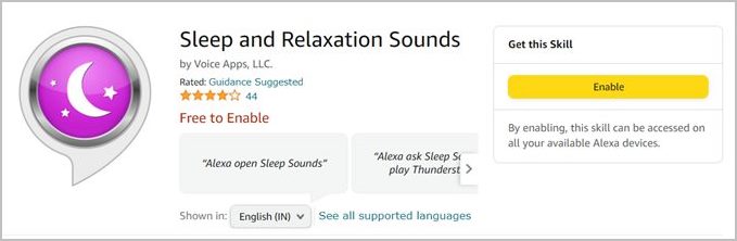 Голосовое приложение Alexa Sleep Sounds