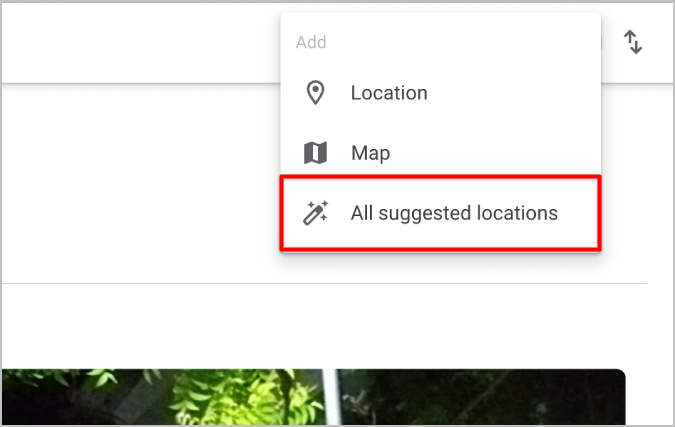 Все предлагаемые варианты местоположений в альбоме Google Фото