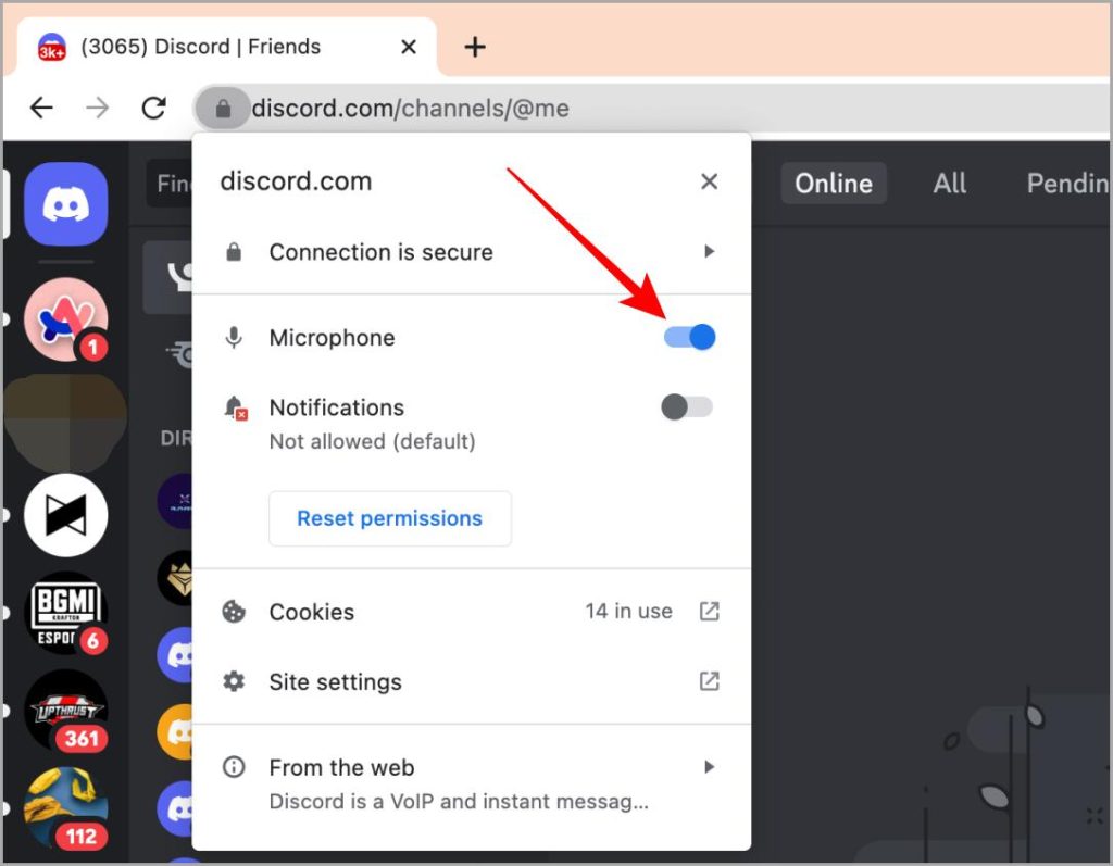 Разрешить Discord микрофон в Chrome