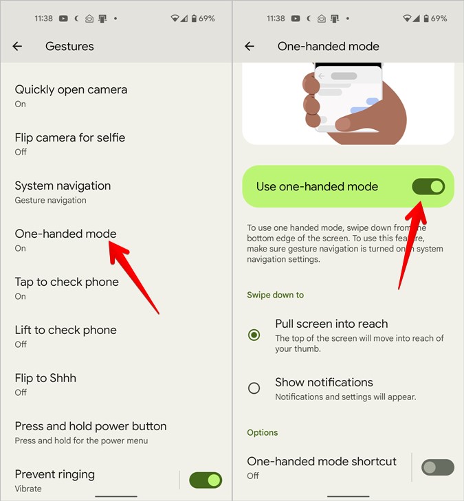 Android 12: режим одной руки