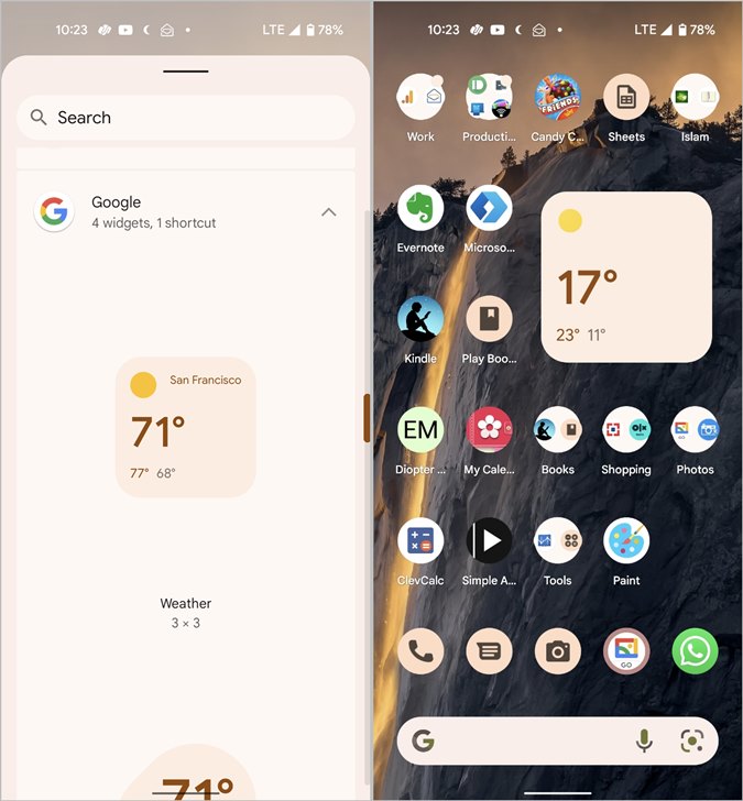 Виджеты функций Android 12