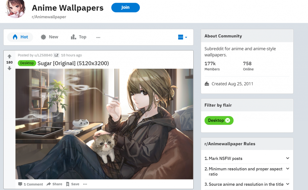 Аниме обои сабреддит