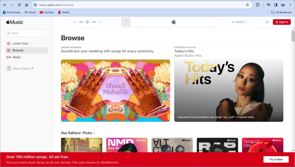 Веб-версия Apple Music