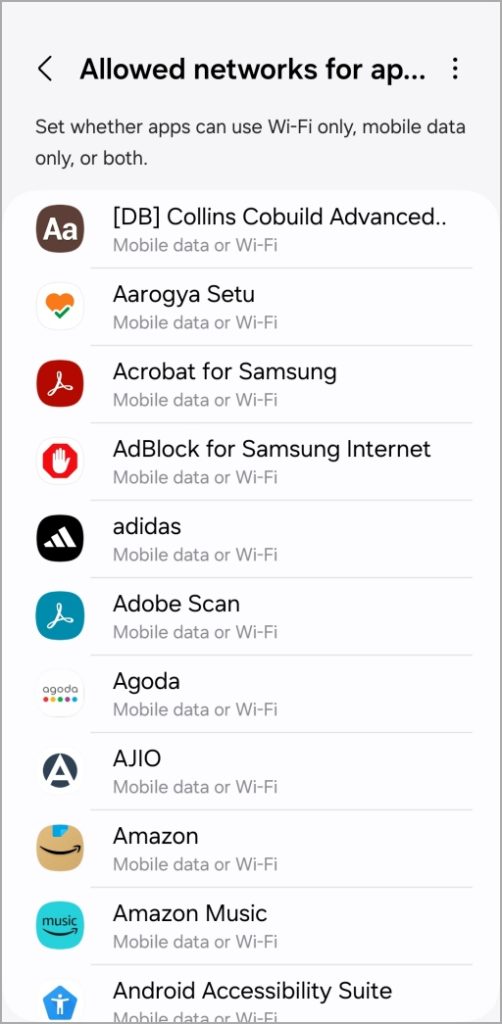 Список приложений на телефоне Samsung Galaxy