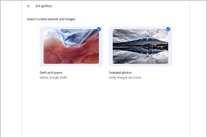 Категории художественных галерей на Chromebook
