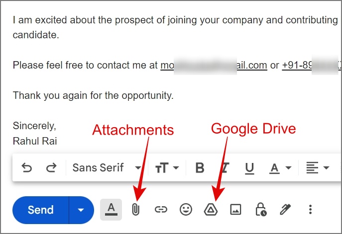 Кнопка вложения в Gmail