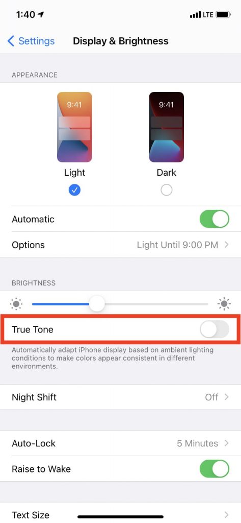 Прекратите использовать True Tone на iPhone