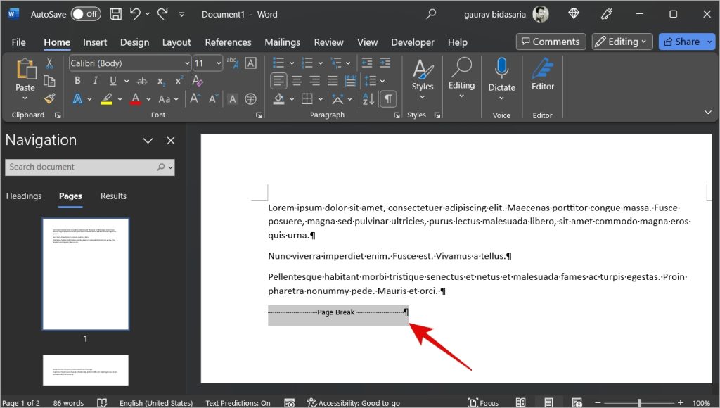 удалить разрыв страницы в microsoft word