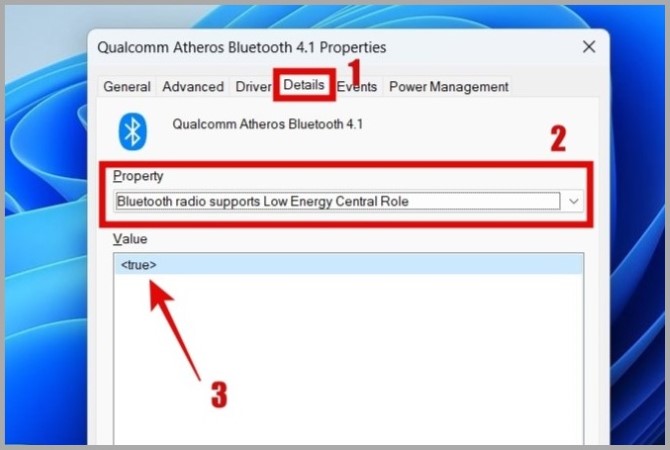 Свойства Bluetooth в Windows 11