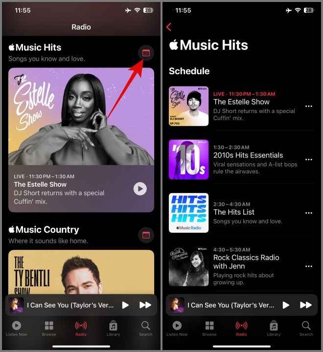 Значение значка календаря в Apple Music