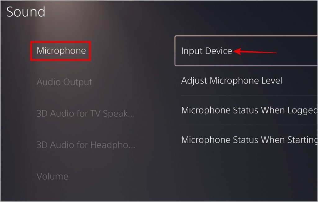 Изменить аудиовход на PS5