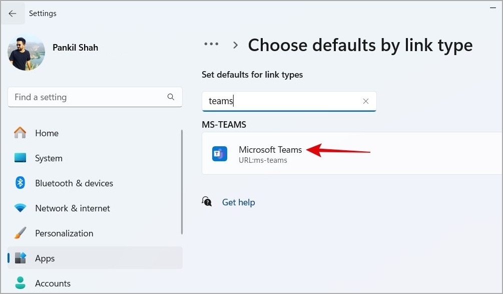 Изменить приложение по умолчанию для открытия ссылок Teams в Windows