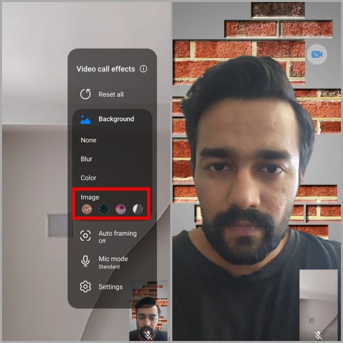 Изменение фонового изображения видеовызова на телефоне Samsung