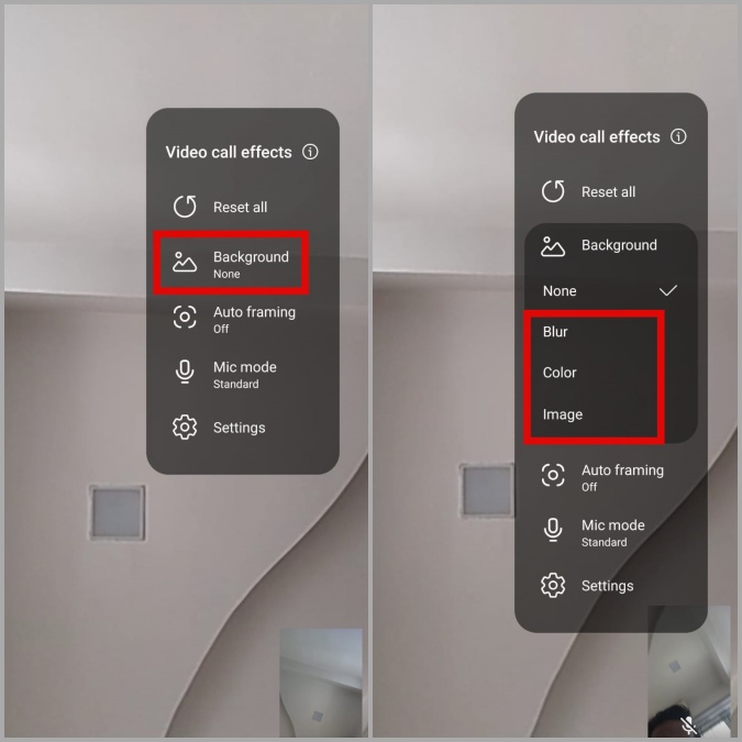 Изменение фона видеовызова на телефоне Samsung
