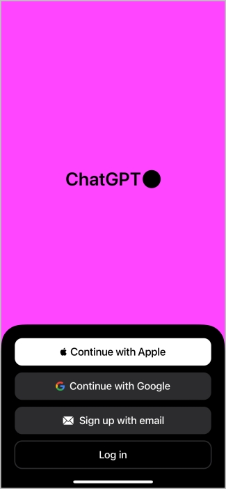 Вход в приложение ChatGPT для iPhone