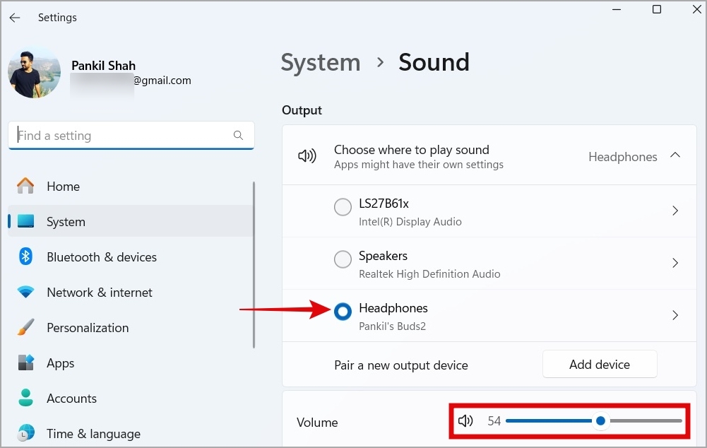 Проверьте устройство вывода звука по умолчанию в Windows 11