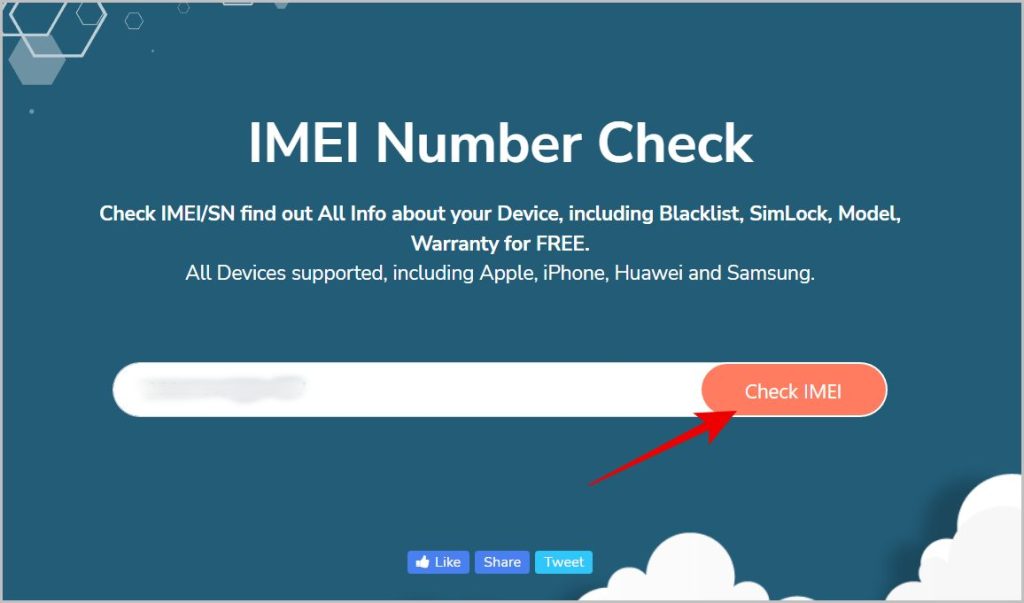 Проверка номера IMEI, чтобы найти номер модели