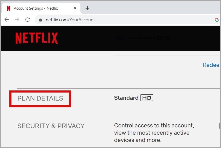 Проверьте информацию о своем плане Netflix в Интернете