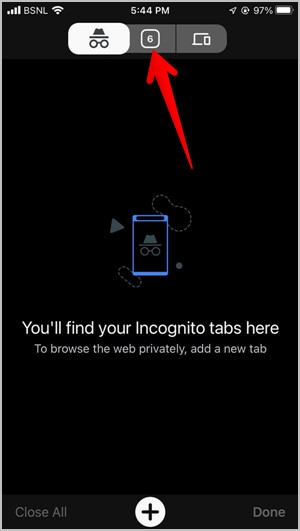 Chrome Incognito Выключить мобильный коммутатор