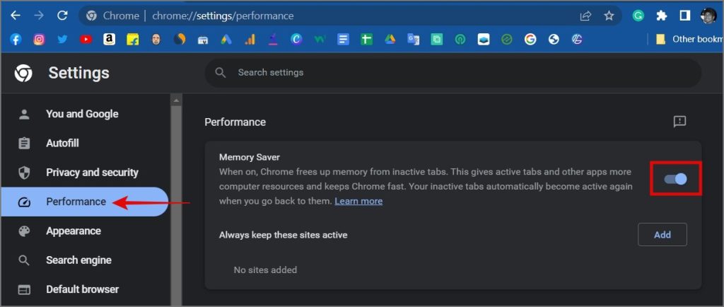 Функция экономии памяти Chrome