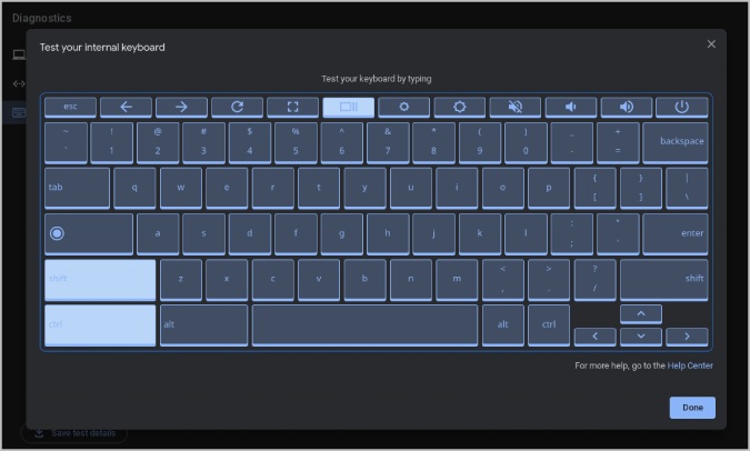 Диагностика клавиатуры ChromeOS