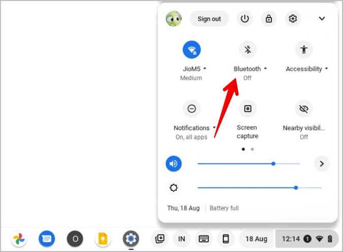 Опция Bluetooth для Chromebook