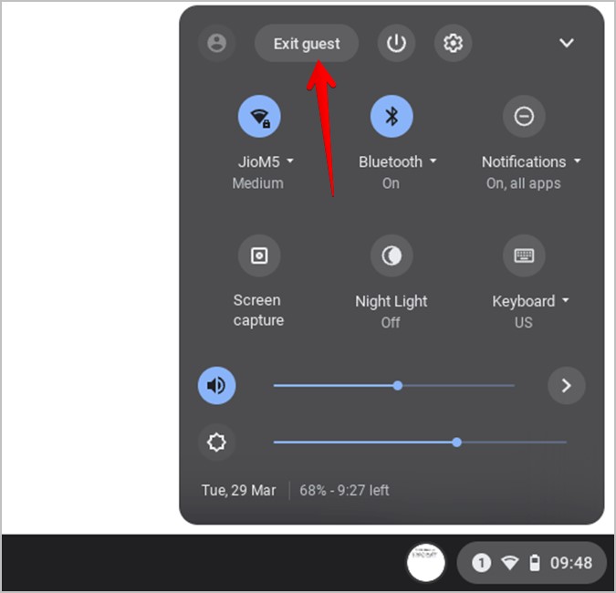 Гостевой выход Chromebook