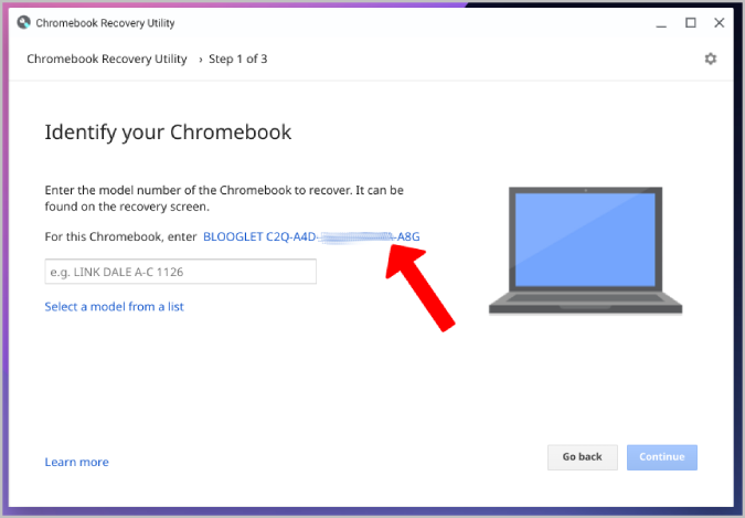 Определите свой Chromebook с помощью утилиты восстановления Chromebook.