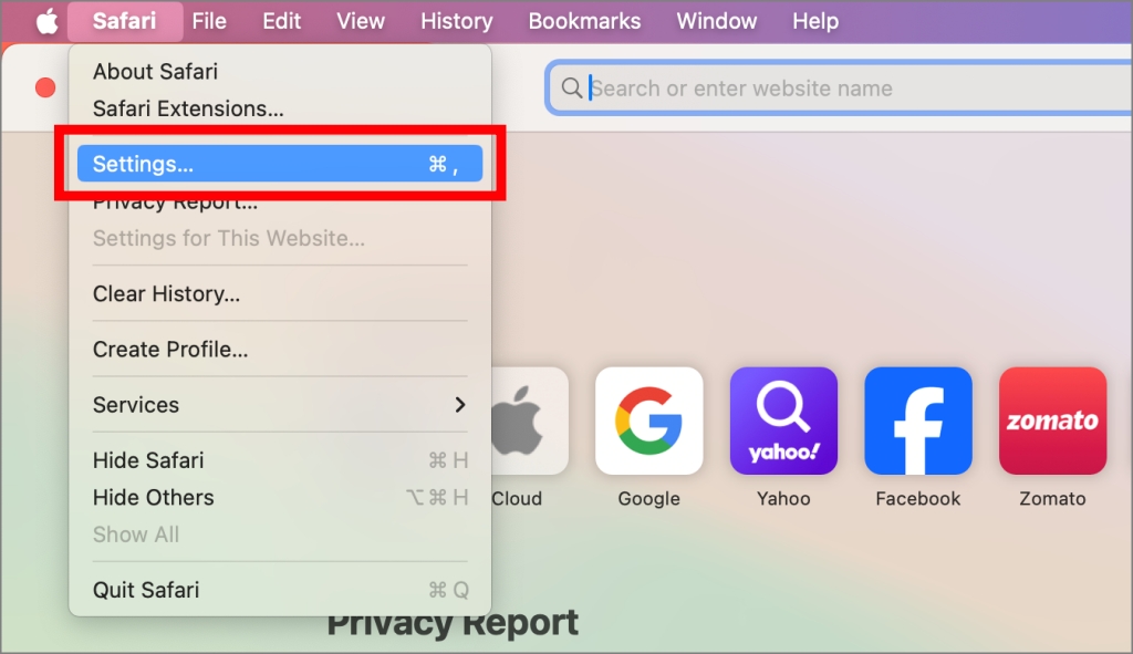 Настройки Safari на Mac