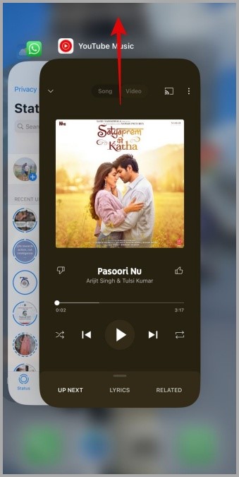 Закройте YouTube Music на iPhone