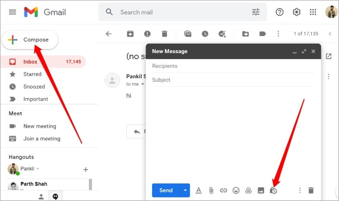 Написать сообщение в Gmail