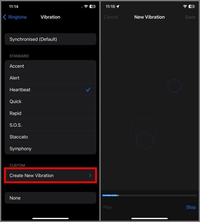 Создайте новую вибрацию на iPhone